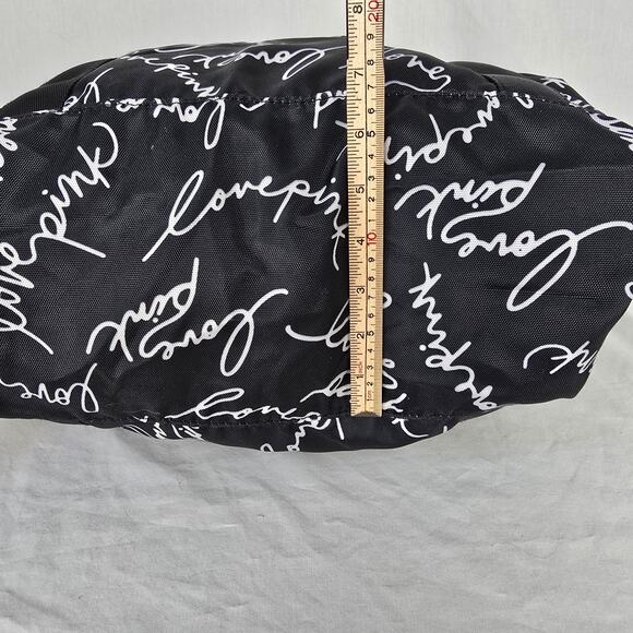 Pink Victoria's Secret Tote Black with White Love Pink Print - Picture 15 of 16